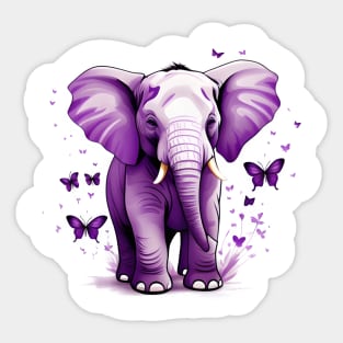 Cute Baby Elephant with Butterflies Design Sticker